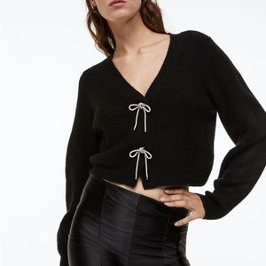 COPY - H&M rhinestone bow cardigan